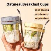 Airtight 350ml Overnight Oats Jars with Spoon - Reusable Glass