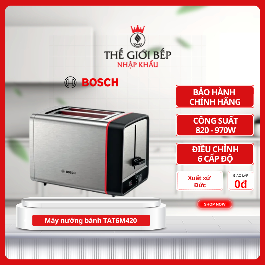 Bosch Tat6M420 Toaster – 2-Compartment Toaster, High Quality Stainless Steel