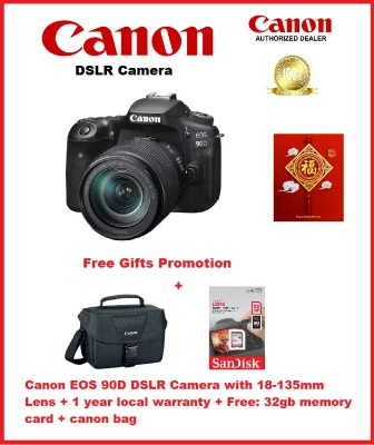 Canon EOS 90D DSLR Camera with 18-135mm Lens + 15 months local warranty + Free: 32gb memory card + canon bag + Additional Free Gift