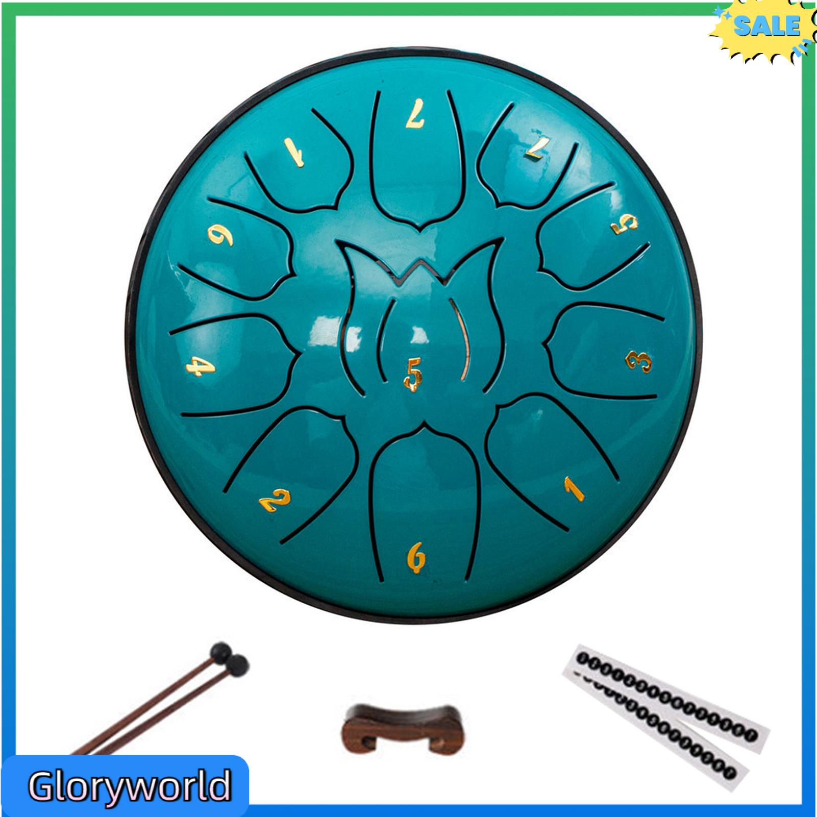 Gloryworld Cao thép chất lượng Trống Handpan Trống Xách Tay 6 Inch Thép Lưỡi Trống 11 Ghi Chú Mưa Trống nhạc cụ gõ Dễ Dàng Để Sử Dụng Thiết Kế Nhỏ Gọn Cho Những người đam mê Âm Nhạc Trong Châu Á