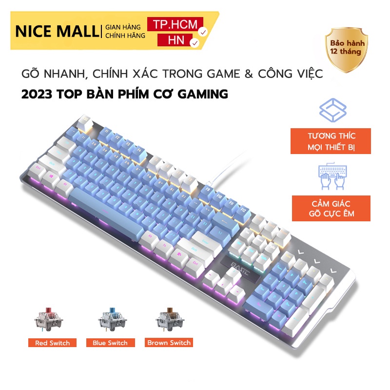 Bàn Phím Cơ Gaming Basic KB5 Luxury Cao Cấp 104 Phím Màu Hồng Có Dây Đèn