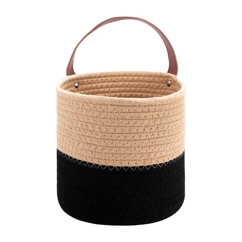 (KYEU) Wall Hanging Cotton Rope Basket with Handle Storage Bins,Woven Basket Organizer for Flower Plants,Toys