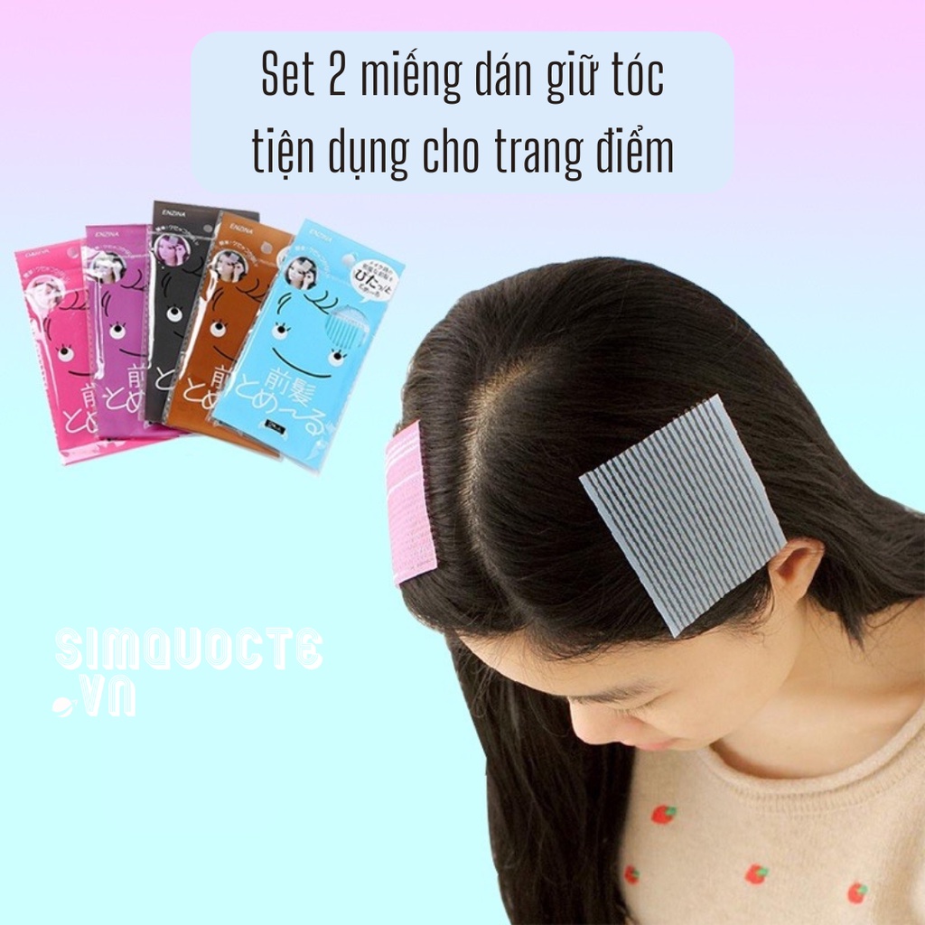 Set 2 miếng dán giữ tóc Miếng cài cố định tóc mái khi trang điểm, rửa mặt tiện lợi