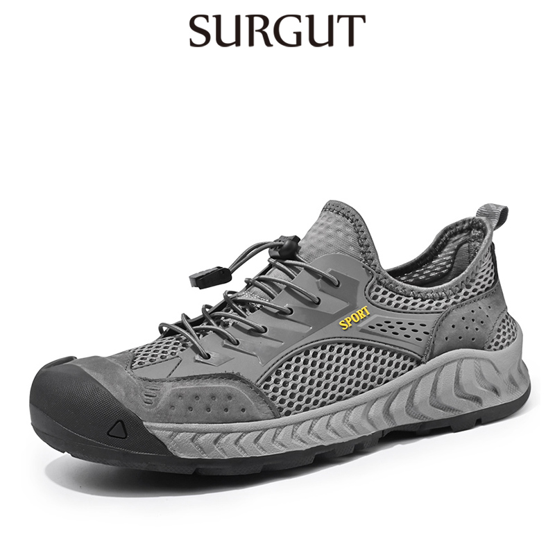 SURGUT Brand Breathable Casual Men Shoes Plus Size Spring Summer Mesh Shoes Comfortable Thick Soft Outsole Driving Shoes Men ราคา 1,056 บาท*ส่งฟรี