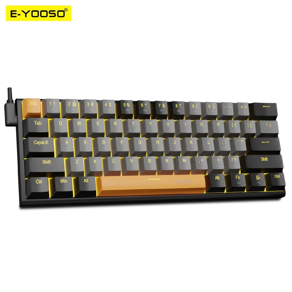 E-YOOSO Z11 USB 60% Mini Bàn phím chơi game cơ xanh đỏ Chuyển Đổi 61 Phím cáp có thể tháo rời Có Dây