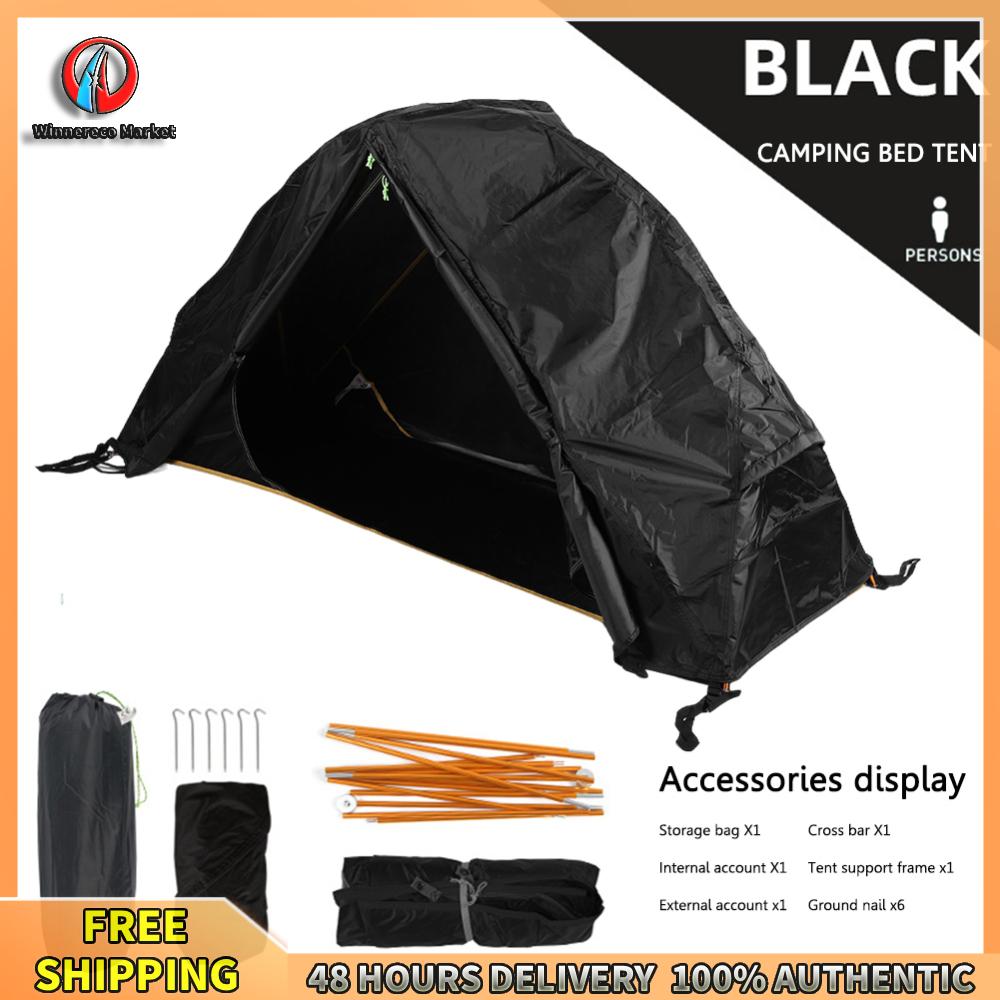 Winnereco Folding Camping Outdoor Portable Leave Ground Tent Single Person Waterproof Travel Resistant Hiking for Climbing Trips