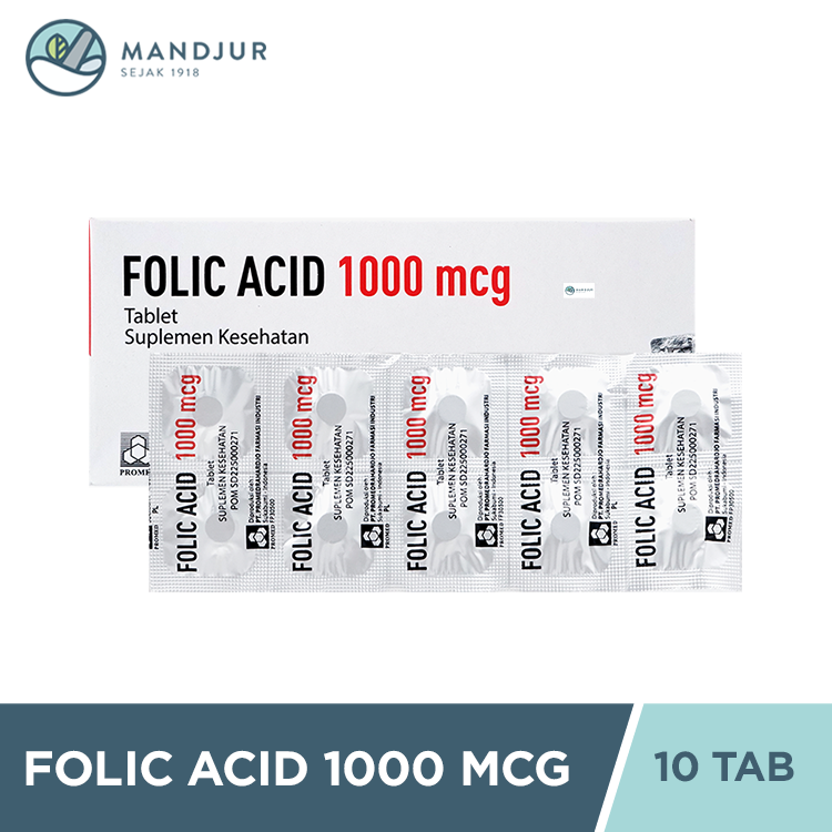 Folic Acid 1000 mcg 10 Tablet - Suplementasi Asam Folat Ibu Hamil dan Anemia
