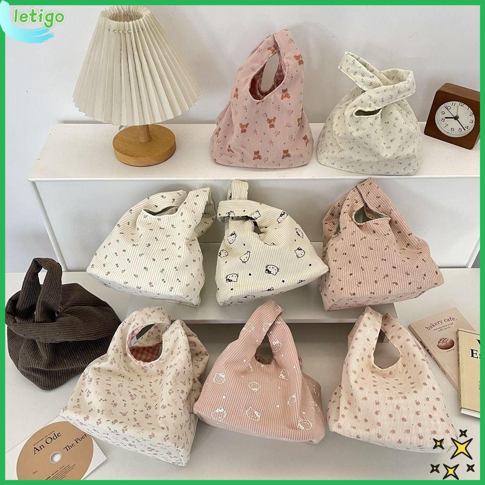 LETIGO Hoa/Hellokitty Túi xách Vải nhung Túi đeo tay Tất cả các loại Túi đựng hộp cơm trưa Mua sắm