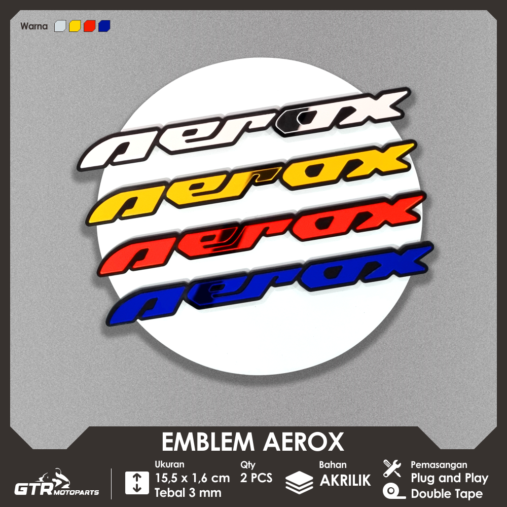 Emblem Aerox 2 PCS Timbul 3D Logo Aksesoris Yamaha Aerox 155 Harga 31,200 rupiah*Gratis Ongkir