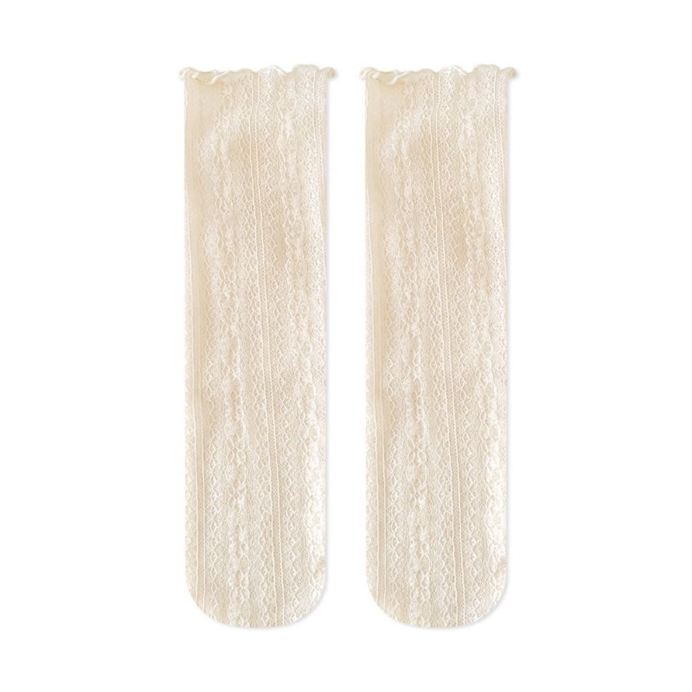 Jubeng Khử Mùi Kawaii Thời Trang Thoáng Khí Mỏng Đàn Hồi Wearproof Lưới mùa xuân và mùa hè Phụ Nữ Mờ Vớ Ren Hàn Quốc Vớ Cotton in hoa hàng dệt kim