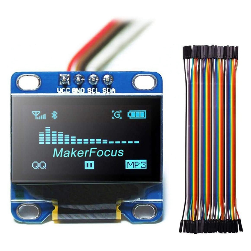 (NOQW) I2C OLED Display 0.96 Inch IIC Serial LCD LED Module 128 64 for with 40 Pcs Wire