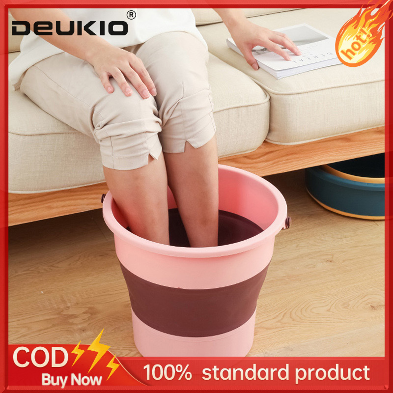 DEUKIO Convenient travel folding bucket washing car fishing bucket can be used for home size telescopic foot washing thickened plastic bucket ราคา 144 บาท*ส่งฟรี