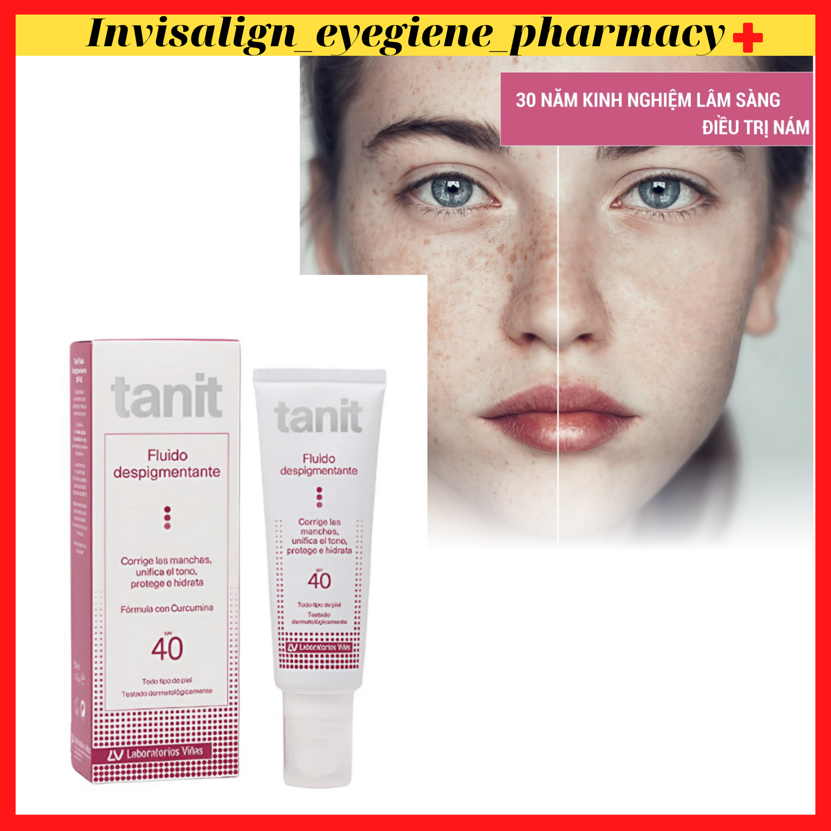 [Hàng cty chính hãng] Kem Dưỡng Da Mờ ƞám Tanit Depgmenting Fluid SPF 40 Ban Ngày Giảm ƞám, Mờ Thâm, Dưỡng Ẫm, Bảo Vệ Da