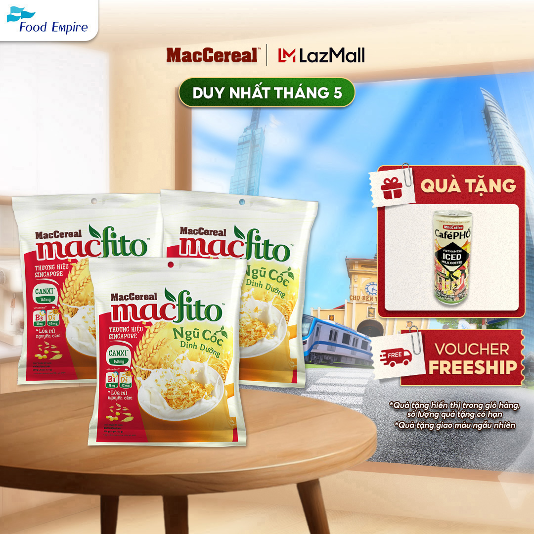 Combo 3 túi Bột Ngũ Cốc Dinh Dưỡng Canxi Nhiều Chất Xơ  - MacFito (túi 20 gói x 28g)