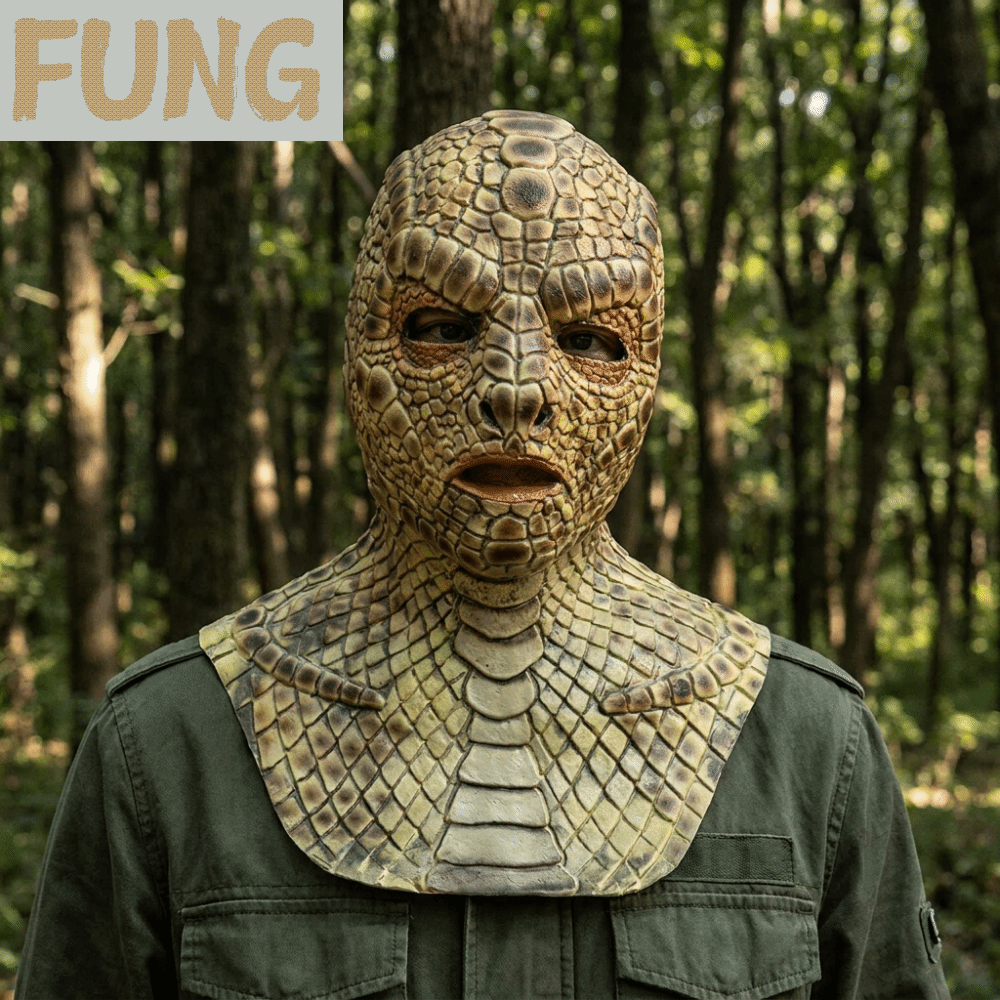 FUNG สมจริง มังกรงู นุ่ม น่ากลัว ปิดเต็มหน้า สร้างสรรค์ ลาเท็กซ์ เครื่องประดับศีรษะลายหนังงู ฮาโลวีน ราคา 562 บาท*ส่งฟรี