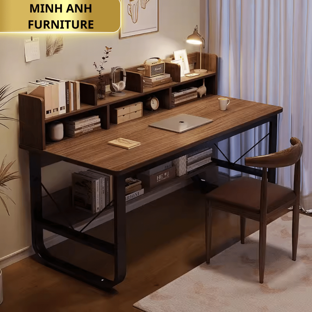 Bàn làm việc có kệ sách MAF-U3,Bàn học cho bé,Bàn làm việc tại nhà đa dạng màu sắc, Chân thép sơn tĩnh điện