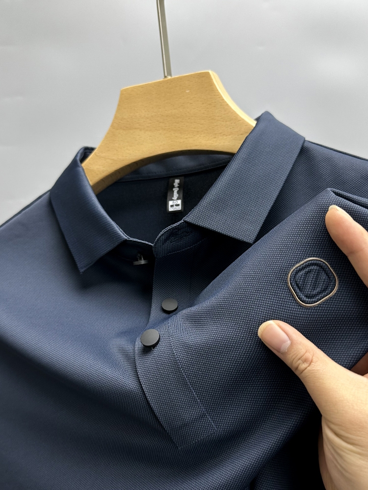 [MGBA] High-End Ijs Zijde Korte Mouw Heren Revers T-Shirt Zomer Mode Business Casual Naadloze Top Prachtige Print Poloshirt ☆ ราคา  1,666 บาท*ส่งฟรี