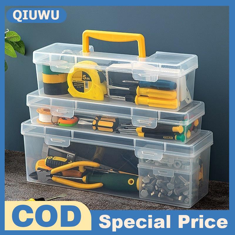 QIUWU Hộp công cụ trong suốt dày công suất lớn tổ chức di động cho các bộ phận phần cứng sửa chữa nhà lưu trữ Giá 38,896 Đồng*Miễn phí vận chuyển
