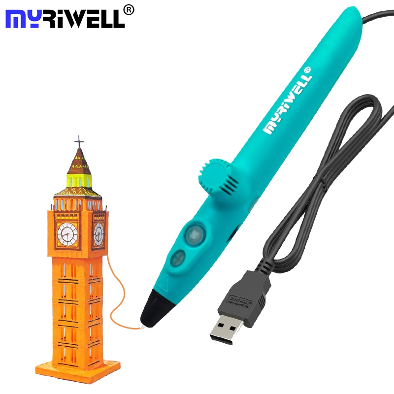 2023 New myriwell 3D Bút in RP-200A USB nhiệt độ thấp 3D bút vẽ phác với PCL chất liệu an toàn cho t
