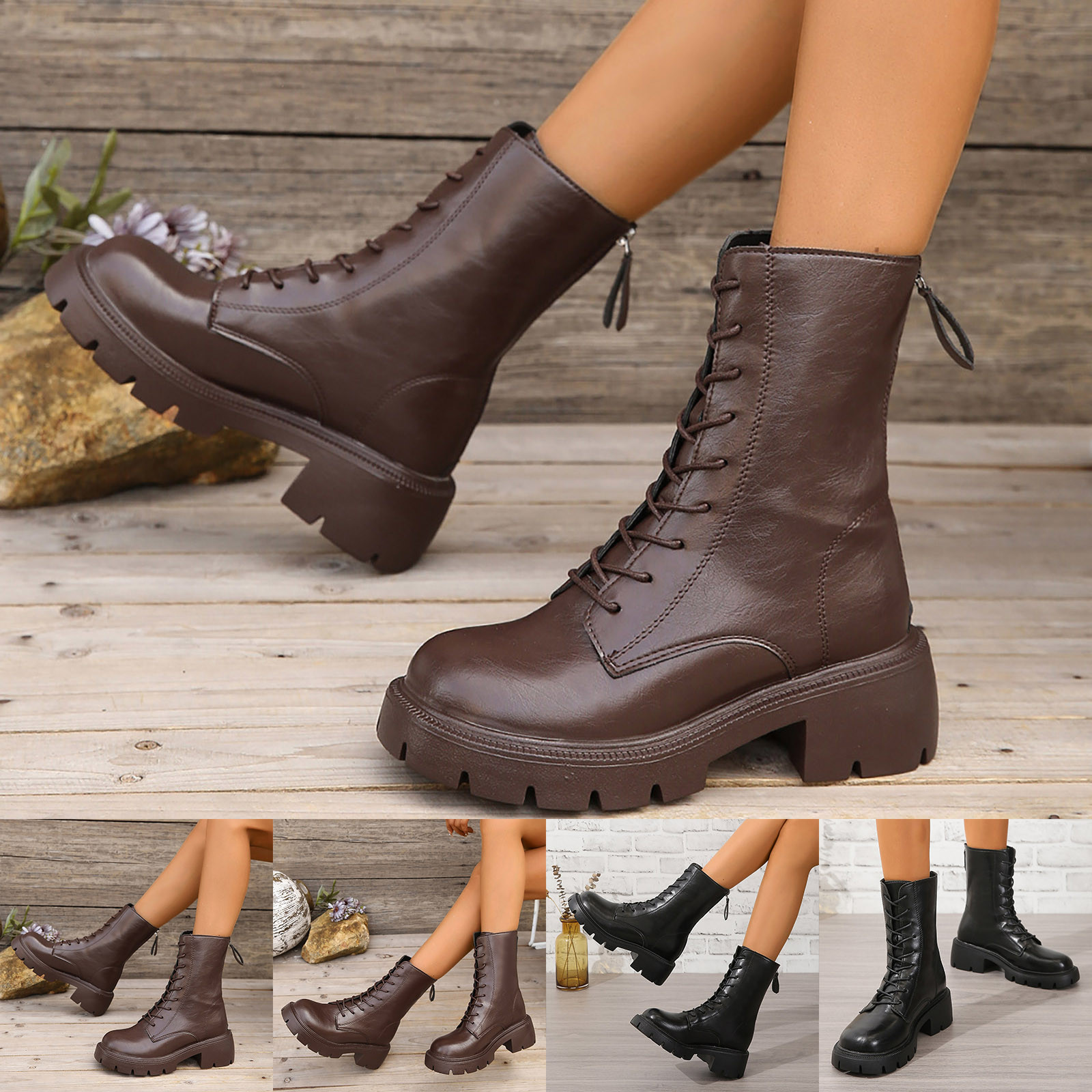Wide Calf Knee High Boots for Women with Heel Wide Calf Rain Boots for