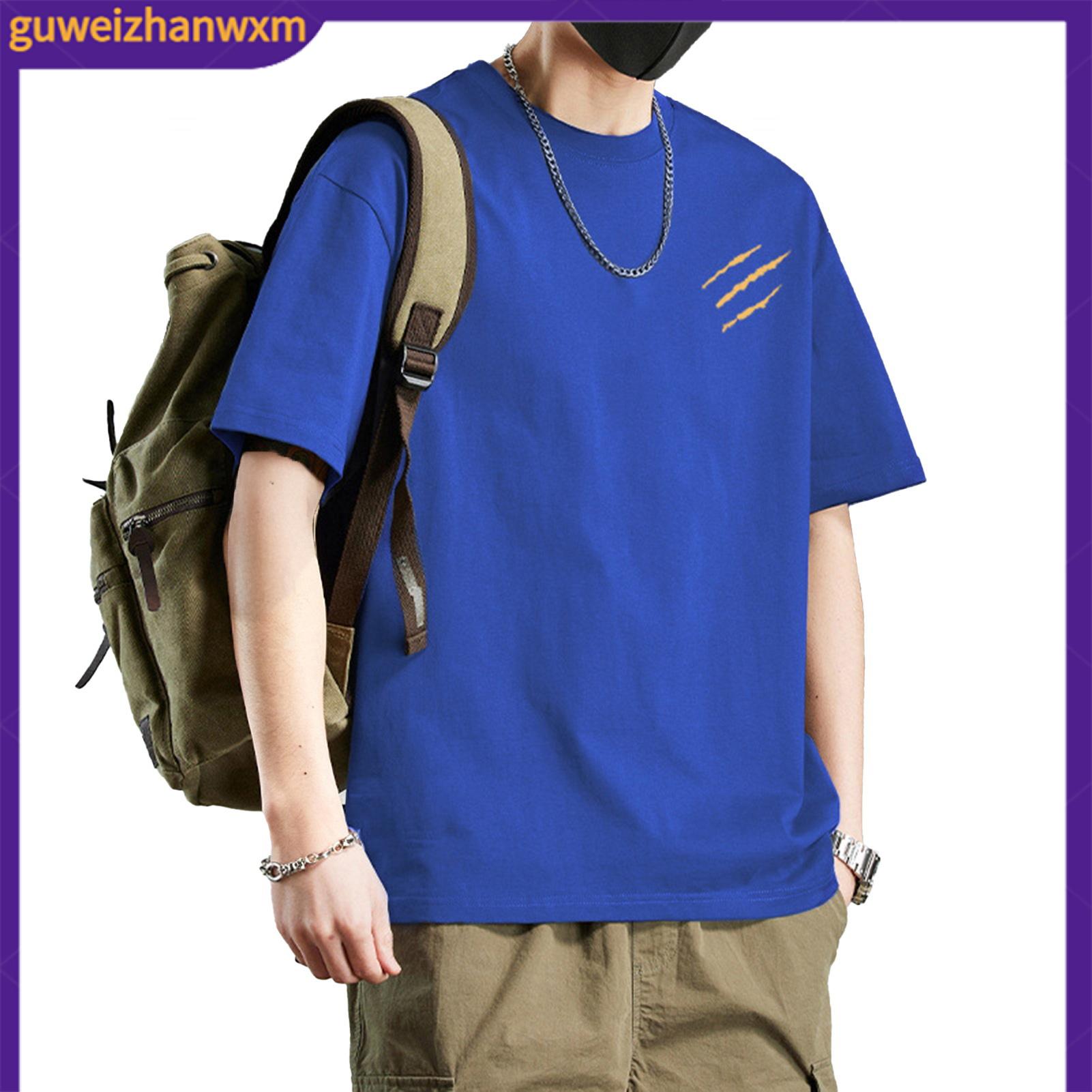 Loose Fit Men T-shirt Beach Wear T-shirt Men's Cotton Blend T-shirt Casual Solid Color Crew Neck Summer Tee Breathable Loose Fit Shirt for Daily Wear Beach Street Fashion - 2