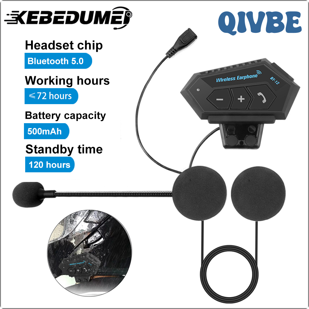 QIVBE Kebedumei Motorhelm Headset Bluetooth Hoofdtelefoon Draadloze Handsfree Stereo Muziek Luidspreker Ondersteuning Automatische Motorcross BIHEG