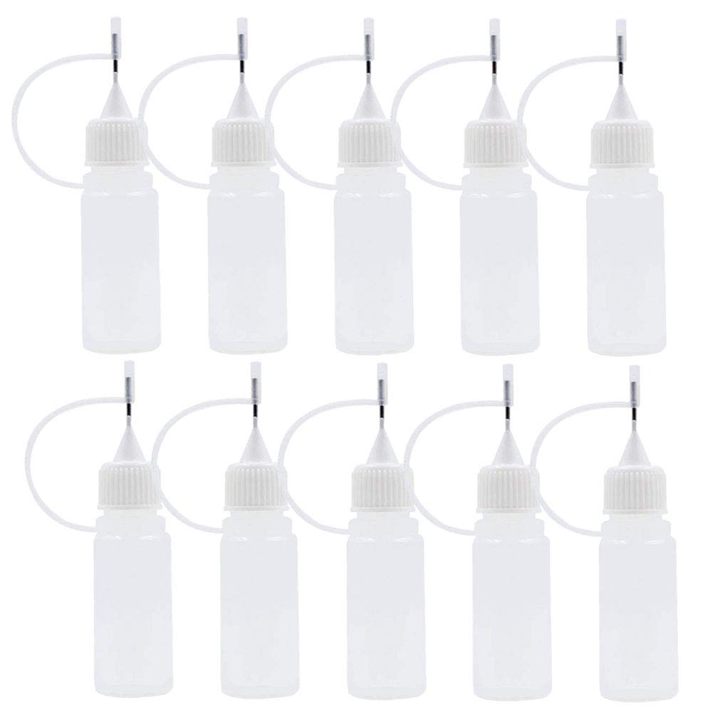 10Pcs 30Ml Plastic Squeezable Tip Applicator Bottle Refillable Dropper  Bottles With Needle Tip Caps For Glue DIY