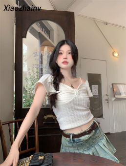 Xiaozhainv dệt kim áo ngắn của phụ nữ là gợi cảm và thời trang