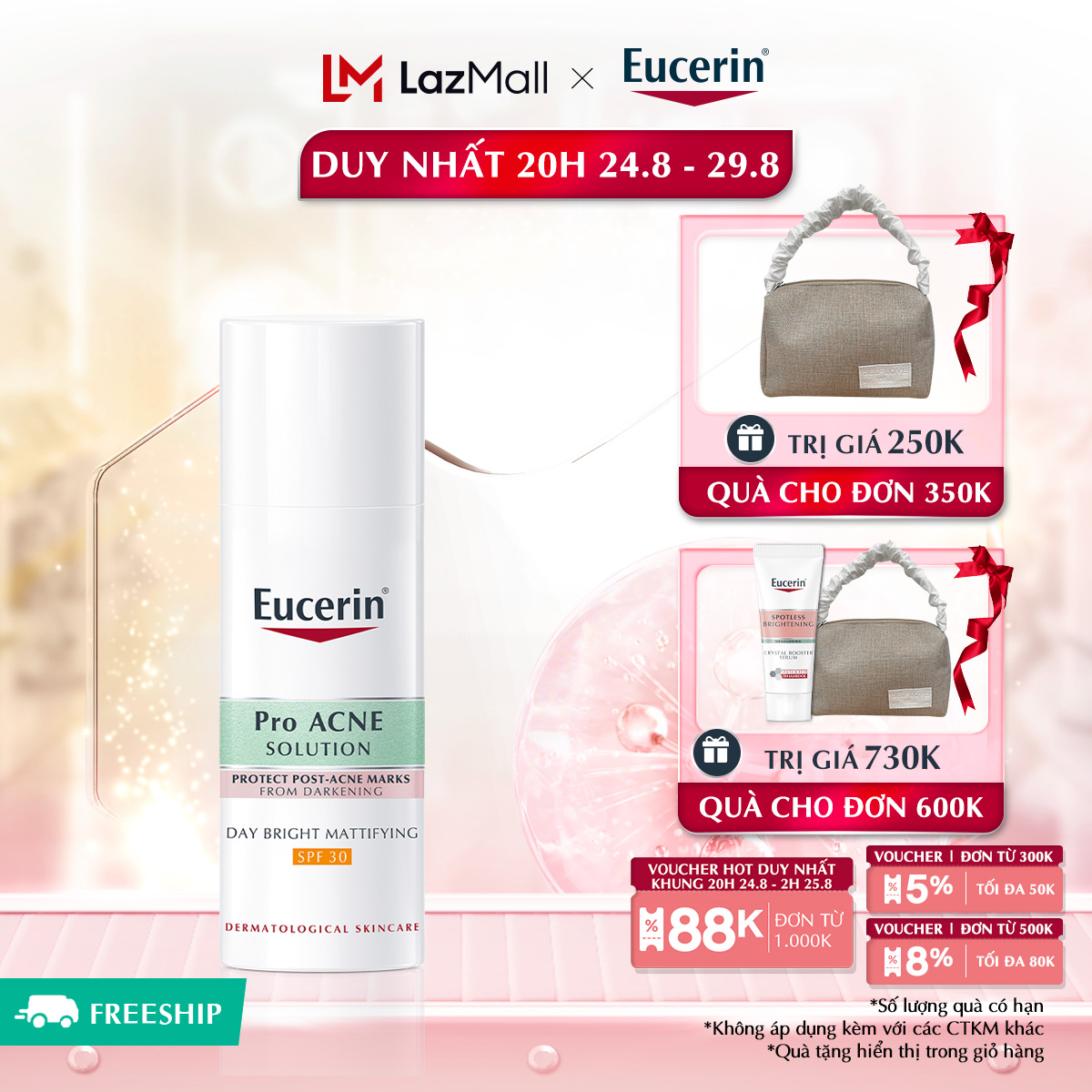 Kem dưỡng ban ngày SPF30 cho da nhờn mụn Eucerin Pro Acne Day Bright Mattifying 50ml