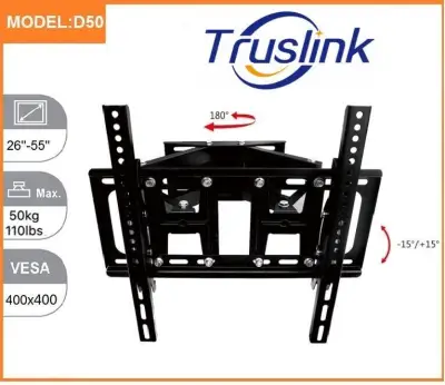 [SG Seller] Truslink D50 180° Swivel -15~15°Tilt TV Wall Mount Bracket Holder Stand MAX Load 50KG For 26-55 Inch LED LCD Monitor 3D Flat Panel TV Mount VESA U.P. to 400X400 Adjustable