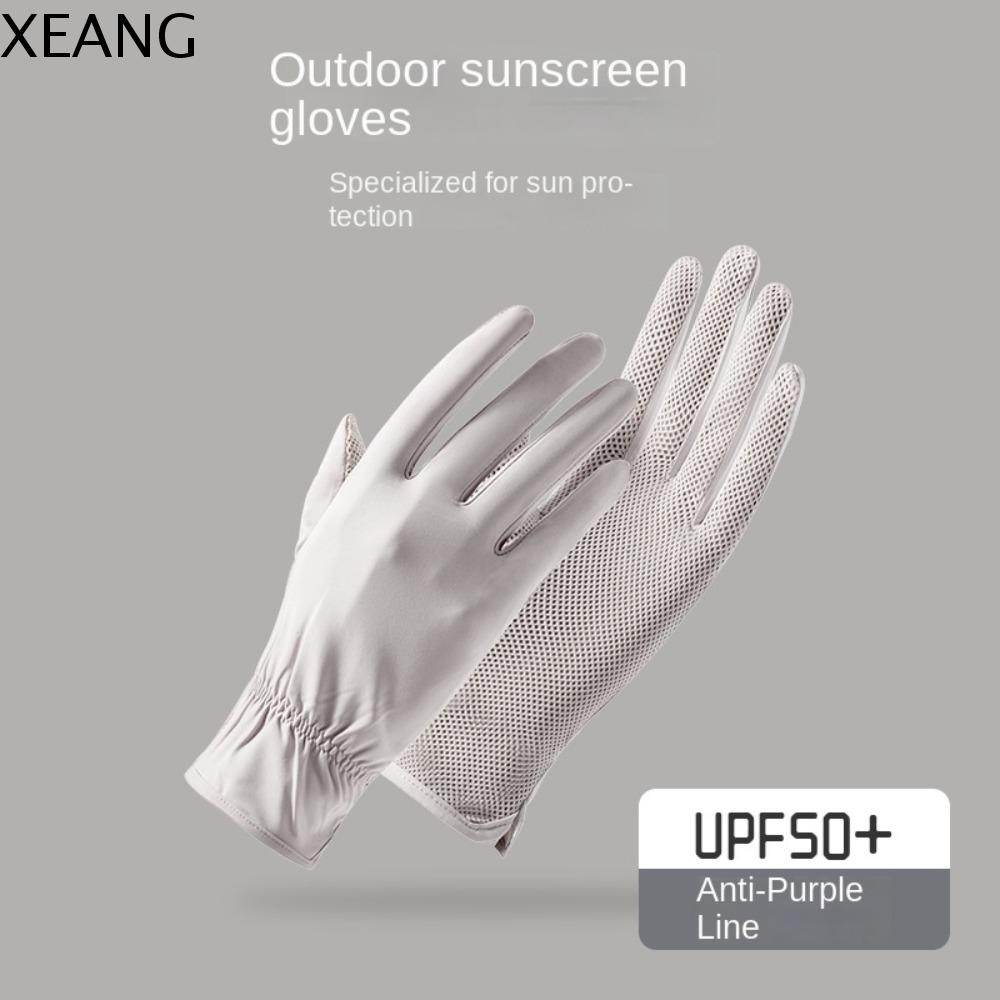 XEANG Chống nắng Găng tay chống nắng Thoáng khí Chống tia cực tím Găng tay màn hình cảm ứng Mỏng Hai ngón tay Găng tay lụa lạnh Dành cho Nữ
