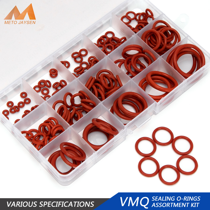 200pcs/Box Diameter 6mm-30mm Millimeters Thickness 1.9mm 2.4mm 3.1mm Washer Fasteners Red VMQ Sealing Silicone O-rings Gasket HG009