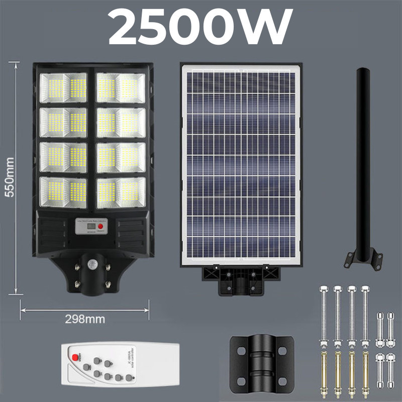 Đèn đường năng lượng mặt trời 3500W với cảm biến chuyển động đèn sân vườn năng lượng mặt trời chống nước độ sáng cao