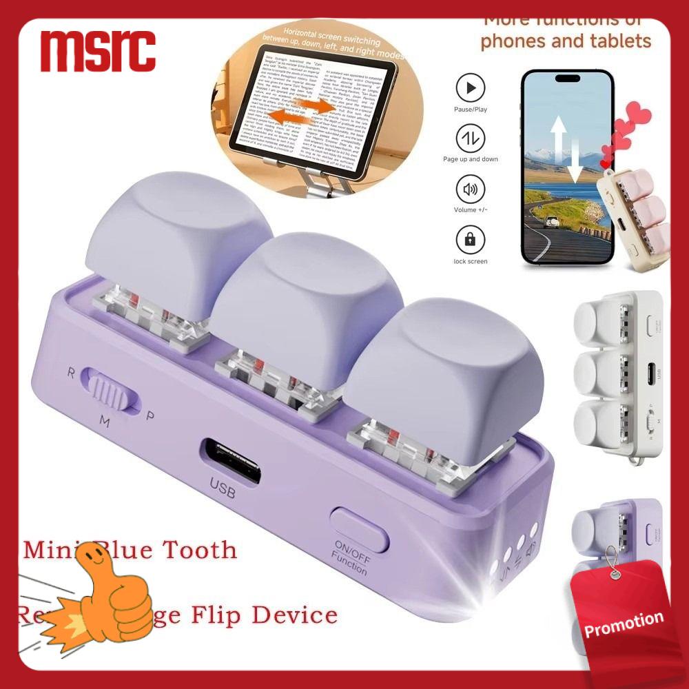 MSRC 3 phím Bộ lật trang bàn phím Đa chức năng Di động Bàn phím chuyển trang sách điện tử  Phổ quát Điều khiển từ xa trang Bluetooth Để lật trang PPT PDF video ngắn