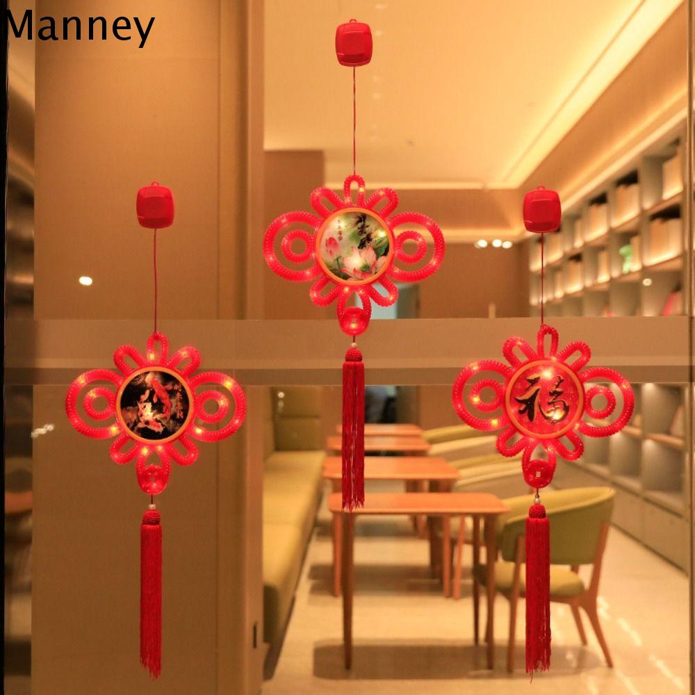 MANNEY Có cốc hút Đèn lồng thắt nút Trung Quốc Chúc may mắn Treo Đèn trang trí năm mới Truyền thống LED Đèn cốc hút năm mới Trang trí nhà cửa
