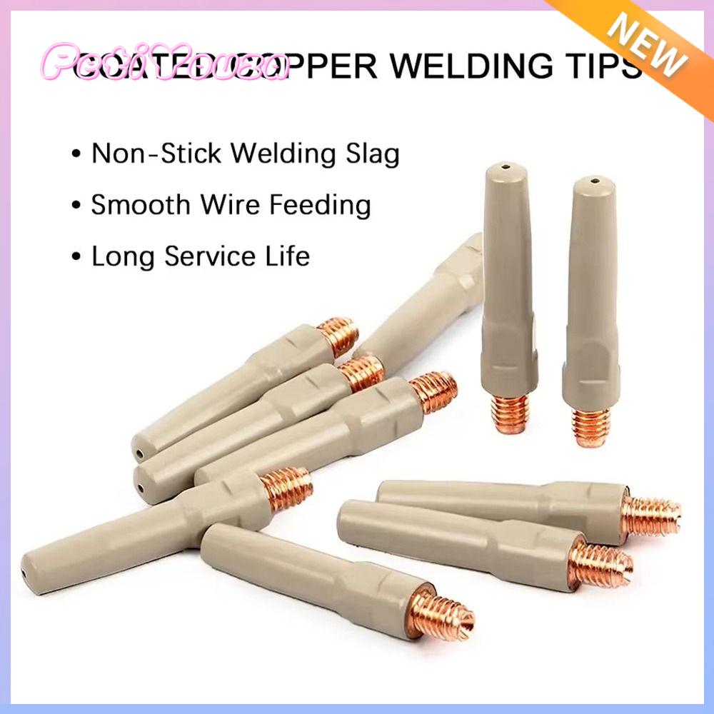 PETIYOUZA 1Pcs Lớp phủ bảo vệ Đầu tiếp xúc Hàn 0.8/1.0/1.2mm 45mm Đầu phun MIG Bền Đồng Bộ phận Dụng cụ hàn