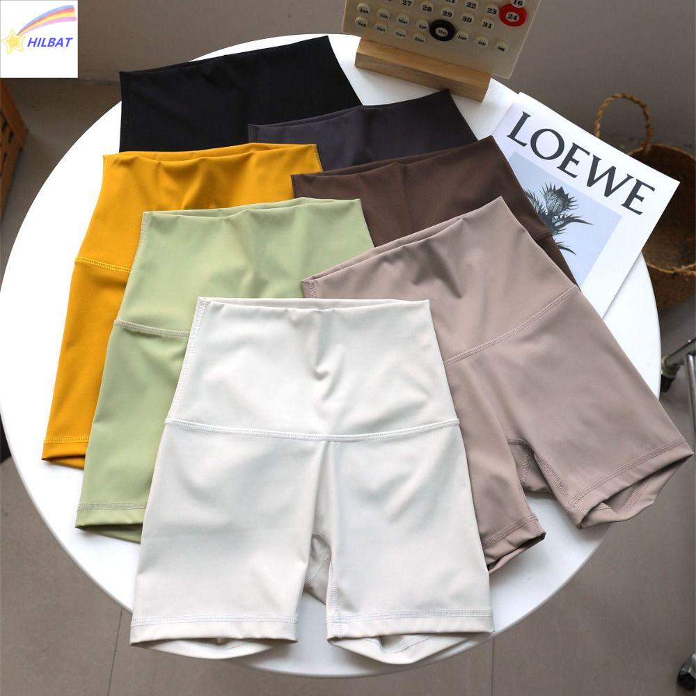 HILBAT Nylon đàn hồi cao Quần short thể thao Co giãn nhanh khô Độ vừa vặn nén Quần short cạp cao Quần short tập gym Chiều dài 3 inch Quần short chạy bộ Tập luyện mùa hè
