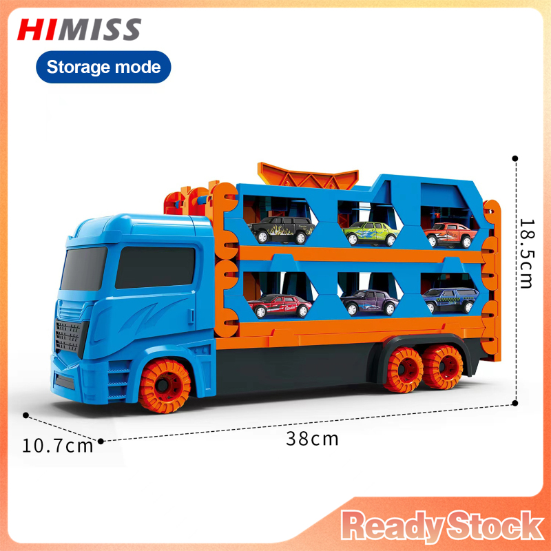 Car Transporter Truck Toys Container Truck With 6pcs Alloy Pull-back Cars Model Toys For Boys Birthday Gifts ราคา 334 บาท*ส่งฟรี