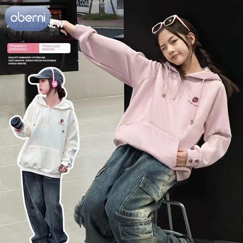 Oberni Girls' hoodie foreign Korean version of women's casual hooded zipper with all fashionable tops ราคา 473 บาท*ส่งฟรี