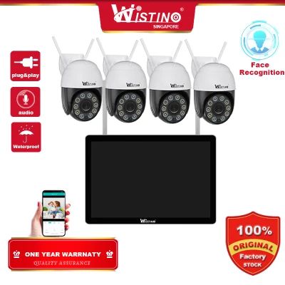 Wistino 4CH FHD 3MP PTZ Wifi NVR Kit IR-cut Outdoor P2P Surveillance CCTV System Wireless Security 4PCS IP Camera Kits Night Vision