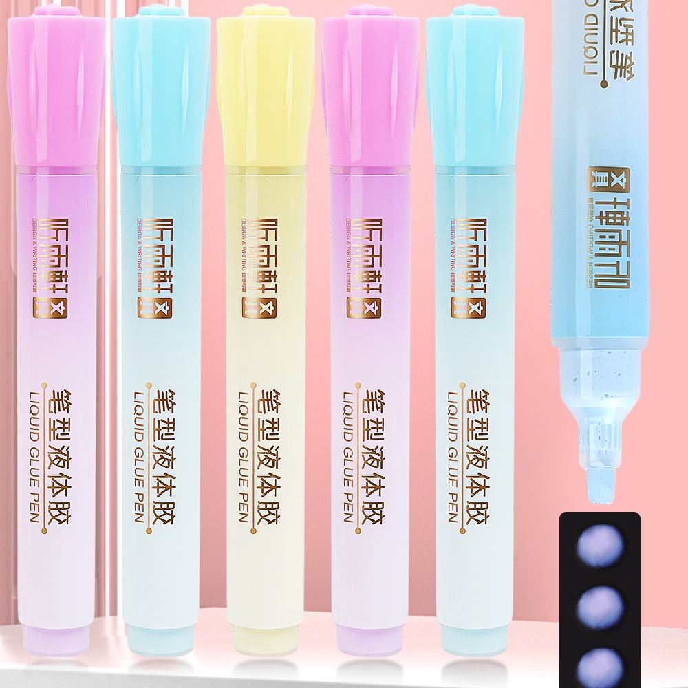 Candy Color Glue Pen Quick-Drying Manual Dispensing Pen Solid Glue Stick Student Handbook Diy High Viscosity Glue Office