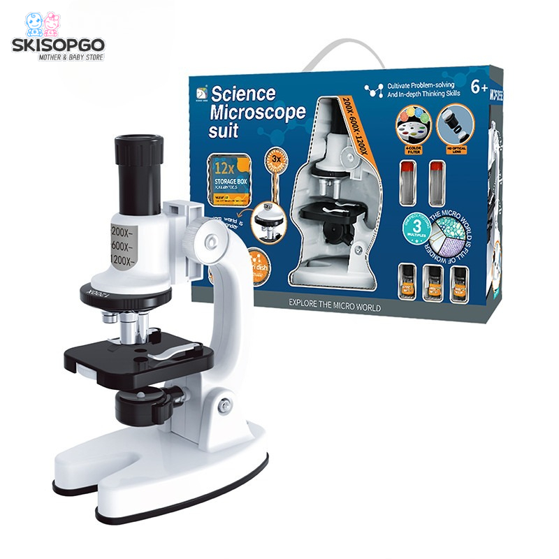 【Sabai_Sabai】200-1200X Microscope Biological Led Children's Microscope Children's Developmental Toys Dual Power Supply System ราคา 600 บาท*ส่งฟรี