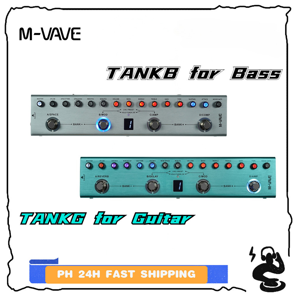 M-vave TANK-G กีตาร์/TANK-B BASS V2 รุ่น Multi-Effects Pedal ชาร์จ 36 ตั้งค่า 9 ช่อง 8 IR Cab 3Modulation/Delay/Reverb Effects - ยี่ห้อ Nobrand ราคา 1,490 บาท*ส่งฟรี
