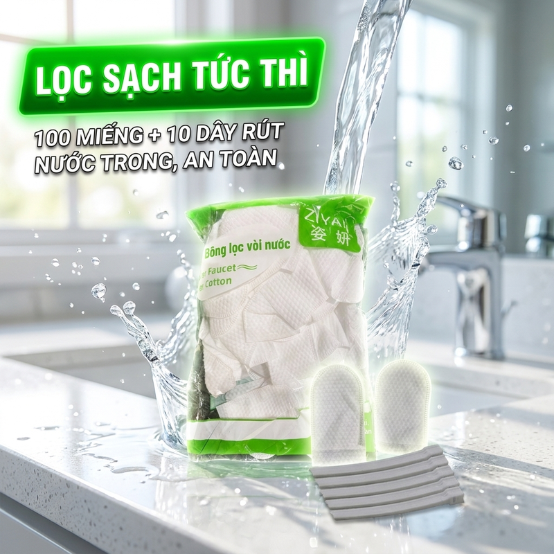 【Freeship】Genuine Faucet Filter to Filter Out Impurities and Clean Water, 100 Pieces, 10 Strings, Household Faucet Filter