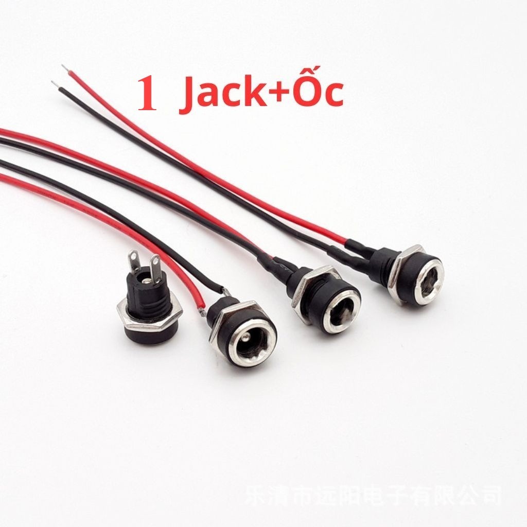 LK247 Jack Sạc DC 5.5x2.1mm Hàn dây 22AWG lõi to chịu dòng tốt Lỗ Khoan 10mm Jack cái sạc pin limo