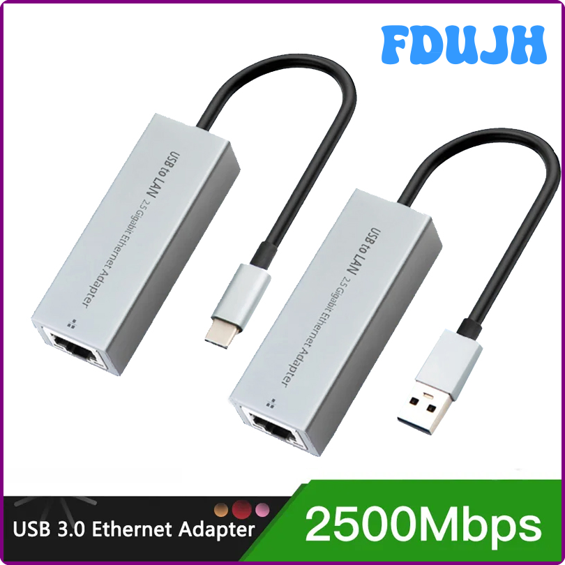 Fdujh 2500Mbps USB Ethernet Mạng Bộ chuyển đổi cho Macbook Pro Không Khí USB C Để Rj45 Bộ chuyển đổi Ethernet Cho Xiaomi Mi TV Box S Mạng Thẻ Hgdsz