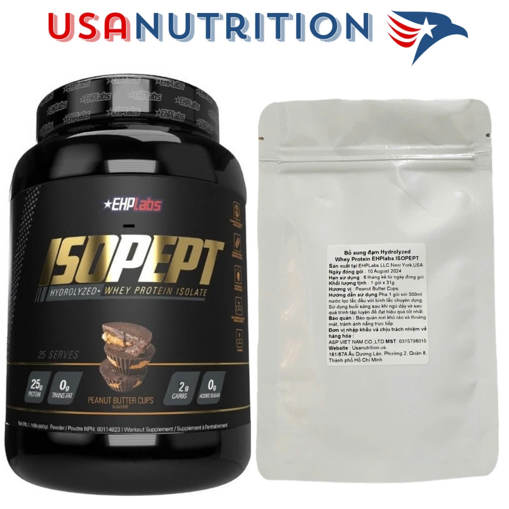 Hydrolyzed Whey Protein EHPlabs ISOPEPT Thuỷ phân hấp thu nhanh : gói 1 lần dùng
