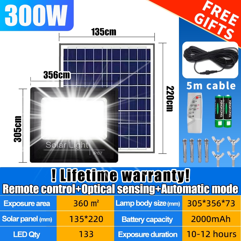🔥Local Seller+Buy1Take1🔥 1000W Solar Warm Light Outdoor Solar Flood Light Solar Garden Light Solar Spotlight LED Outdoor Solar Light Solar Led Light Solar Panel Ip67 Waterproof 太阳能户外暖光灯