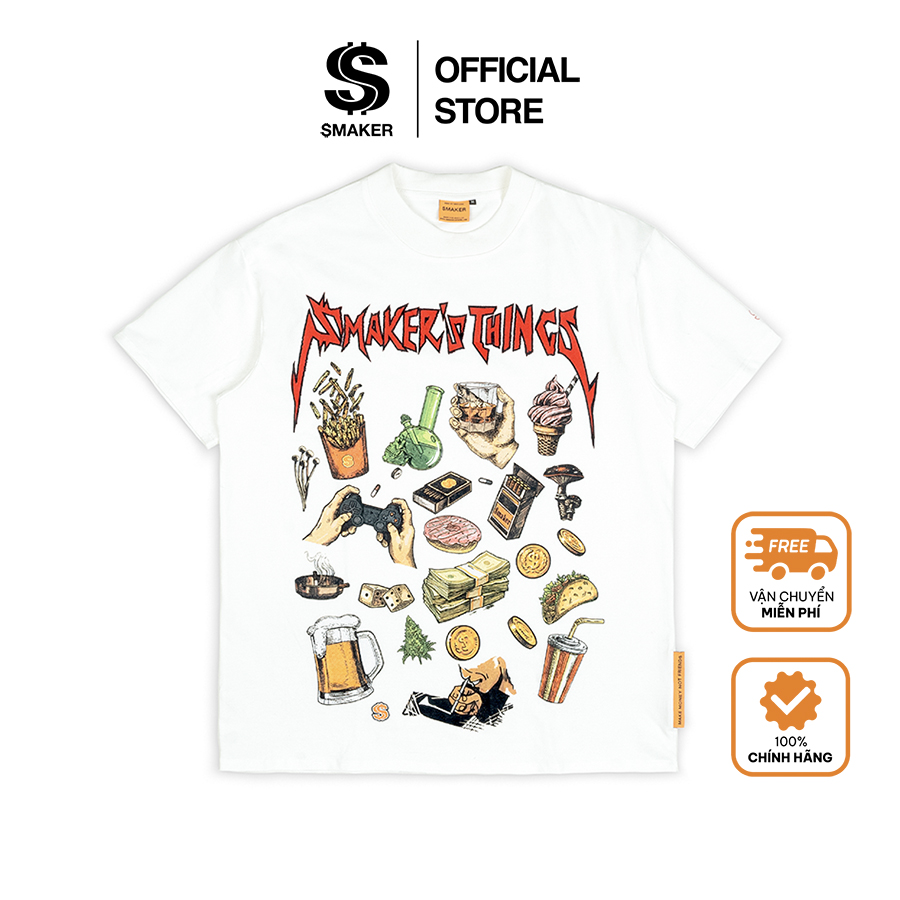 Áo thun unisex nam nữ trắng - $maker things tee in white