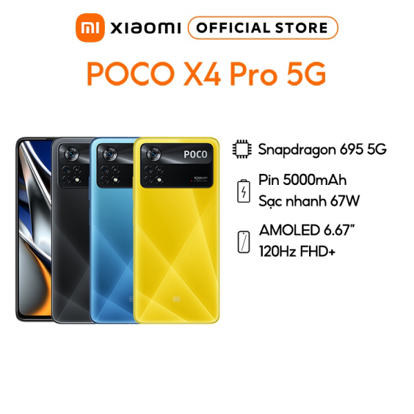 Điện thoại Xiaomi POCO X4 Pro 5G 6GB/128GB 8GB/256GB | Snapdragon 695 5G | Pin 5000mAh | Camera 108MP | FHD AMOLED - Hàng Chính Hãng